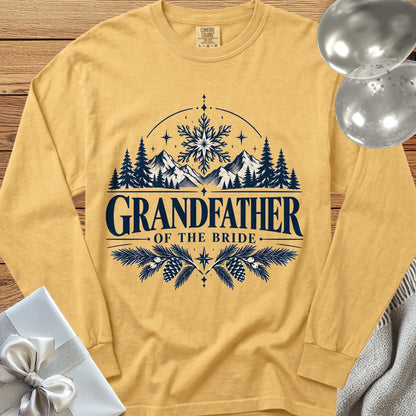 Grandfather of the Bride - Premium Winter Peaks Wedding Long Sleeve T-Shirt - Mustard