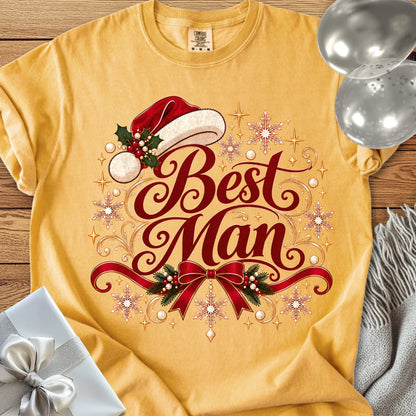 Best Man - Premium Christmas Wedding T-Shirt - Mustard
