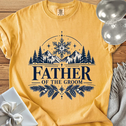 Father of the Groom - Premium Winter Peaks Wedding T-Shirt - Mustard