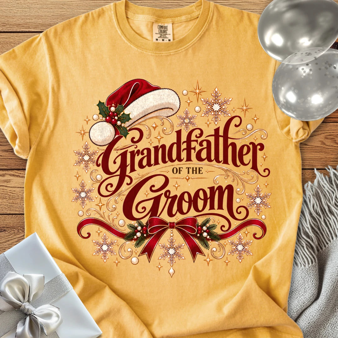 Grandfather of the Groom - Premium Christmas Wedding T-Shirt - Mustard