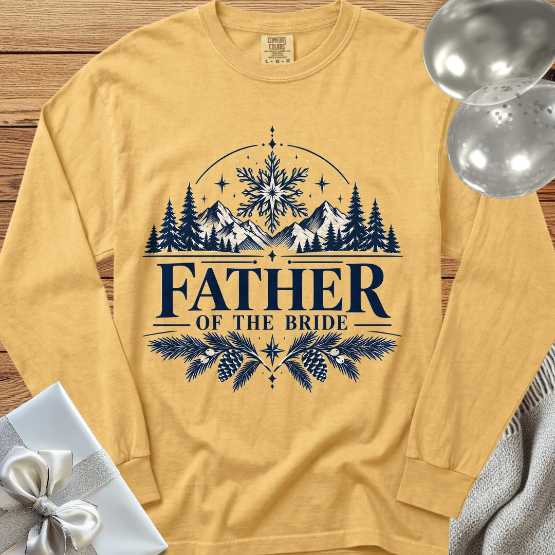 Father of the Bride - Premium Winter Peaks Wedding Long Sleeve T-Shirt - Mustard