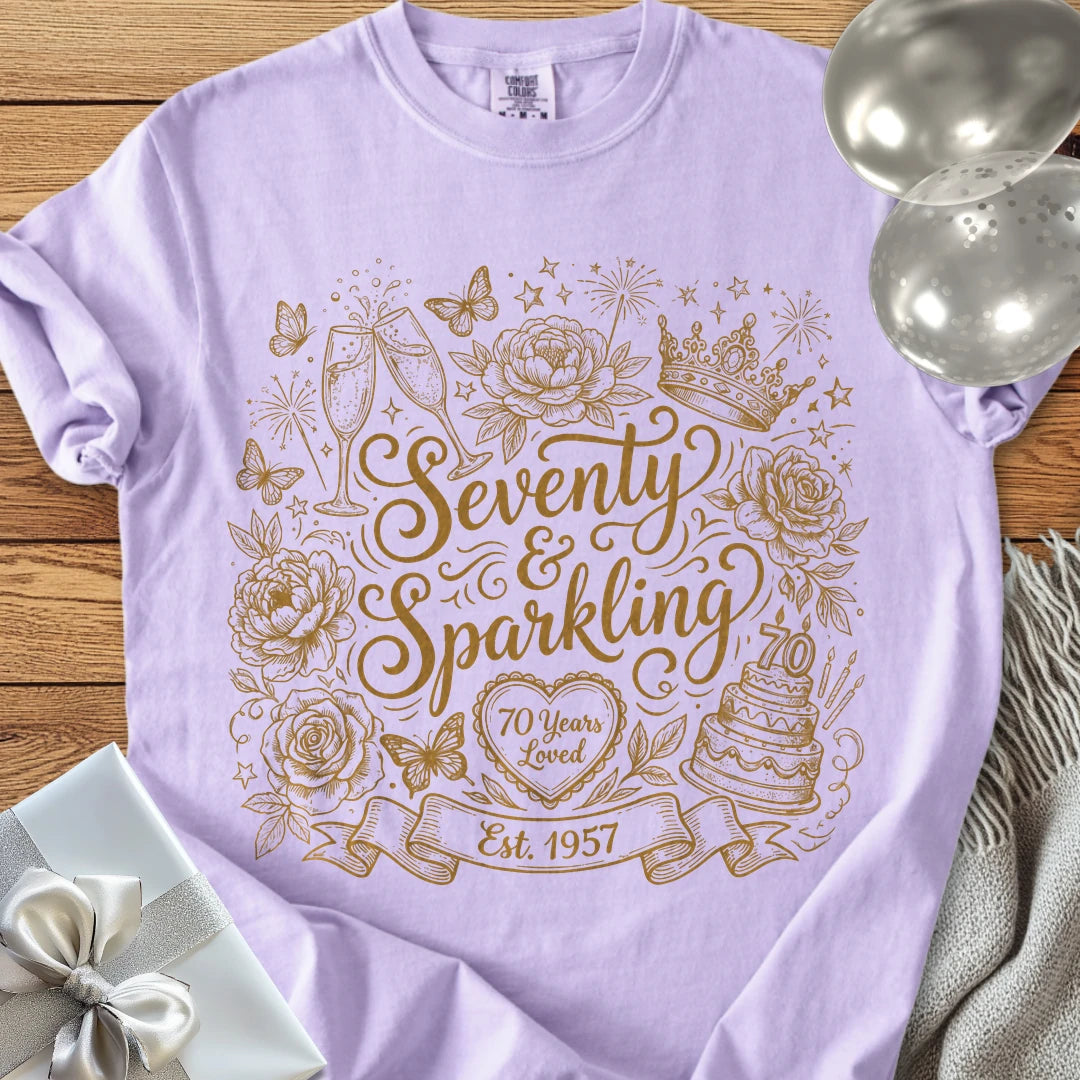 Seventy & Sparkling, Est. 1957 - Premium 70th Birthday T-Shirt - Orchid