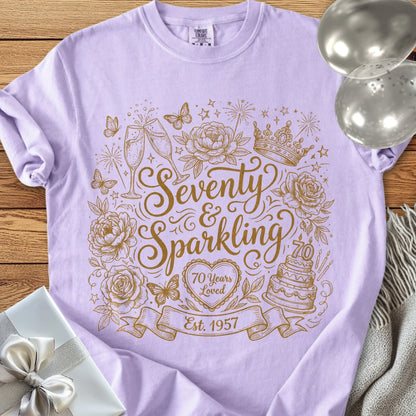 Seventy & Sparkling, Est. 1957 - Premium 70th Birthday T-Shirt - Orchid