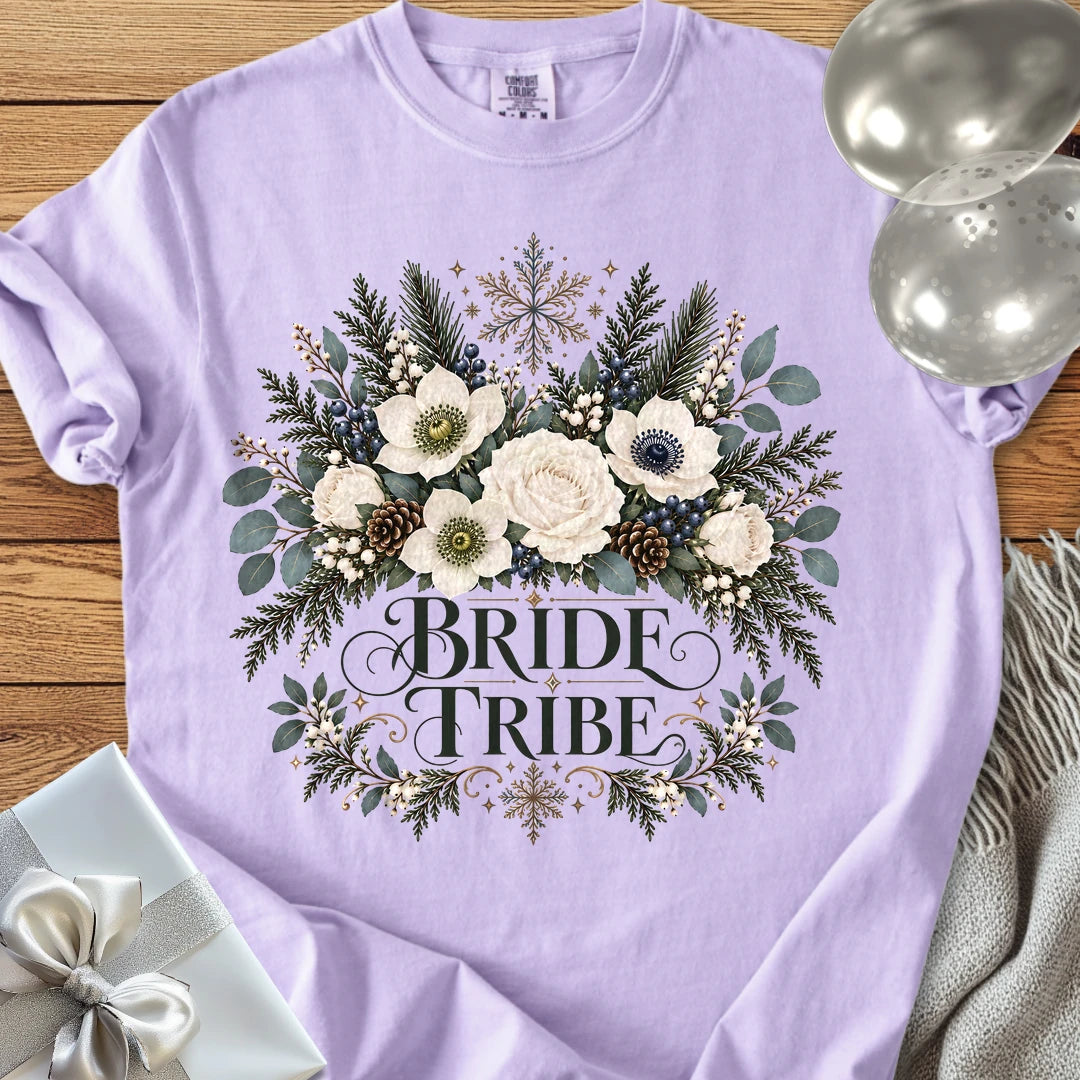 Bride Tribe - Premium Winter Bouquet Wedding T-Shirt - Orchid