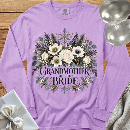 Grandmother of the Bride - Premium Winter Bouquet Wedding Long Sleeve T-Shirt - Orchid