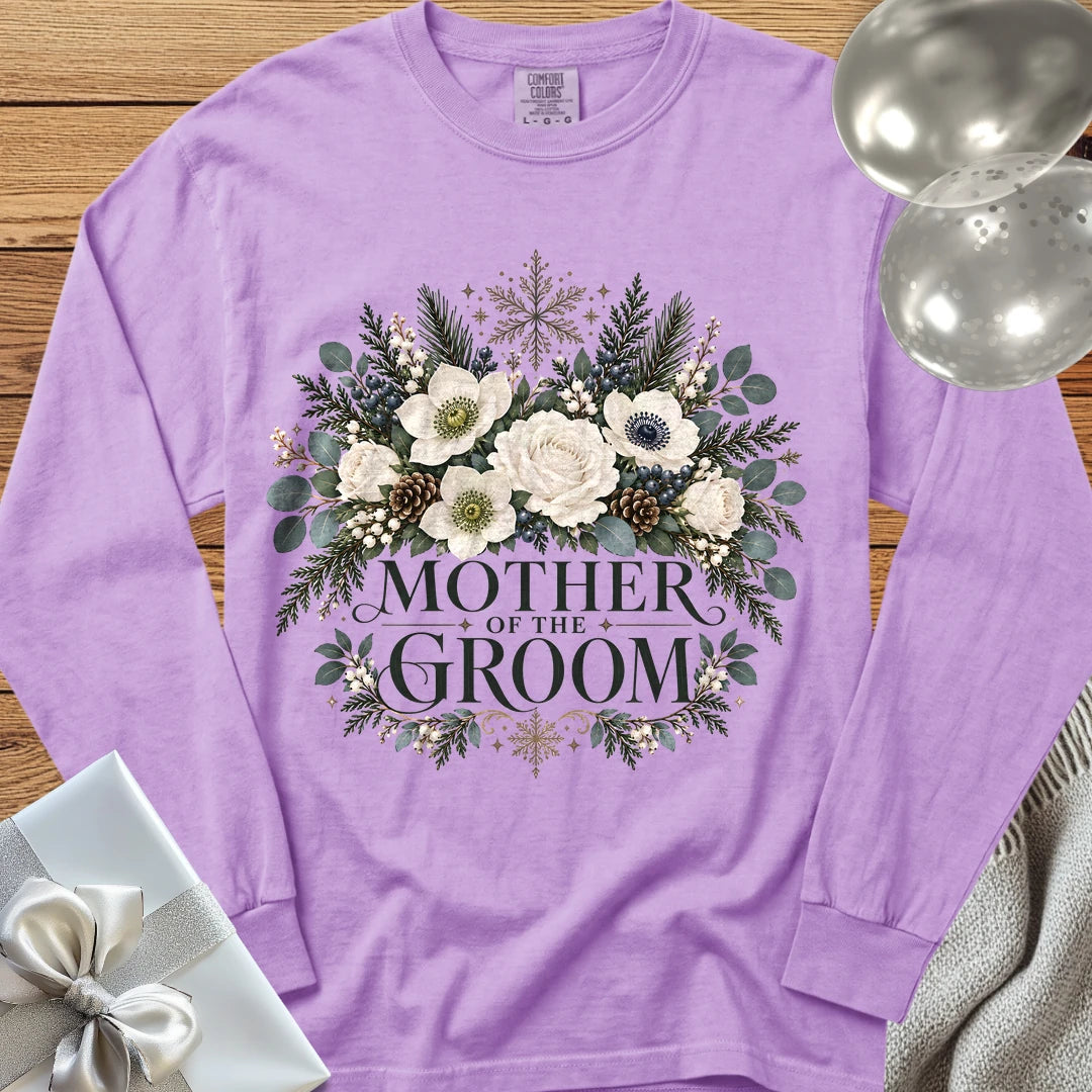 Mother of the Groom - Premium Winter Bouquet Wedding Long Sleeve T-Shirt - Orchid