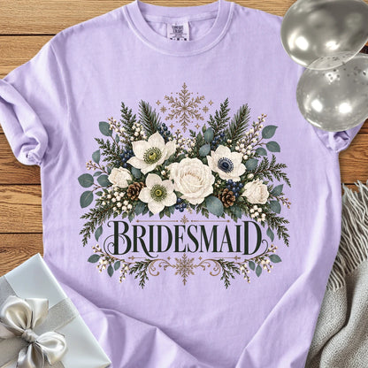 Bridesmaid - Premium Winter Bouquet Wedding T-Shirt - Orchid