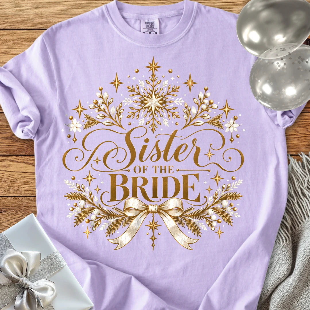 Sister of the Bride - Premium Winter Sparkle Wedding T-Shirt - Orchid