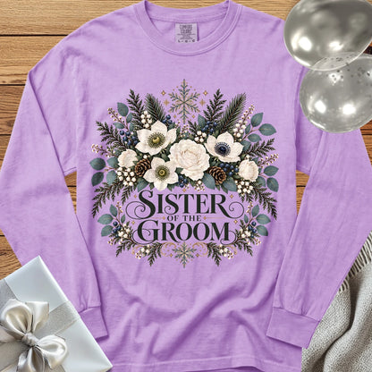 Sister of the Groom - Premium Winter Bouquet Wedding Long Sleeve T-Shirt - Orchid