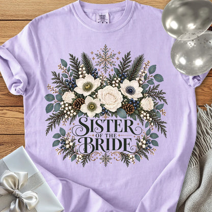 Sister of the Bride - Premium Winter Bouquet Wedding T-Shirt - Orchid