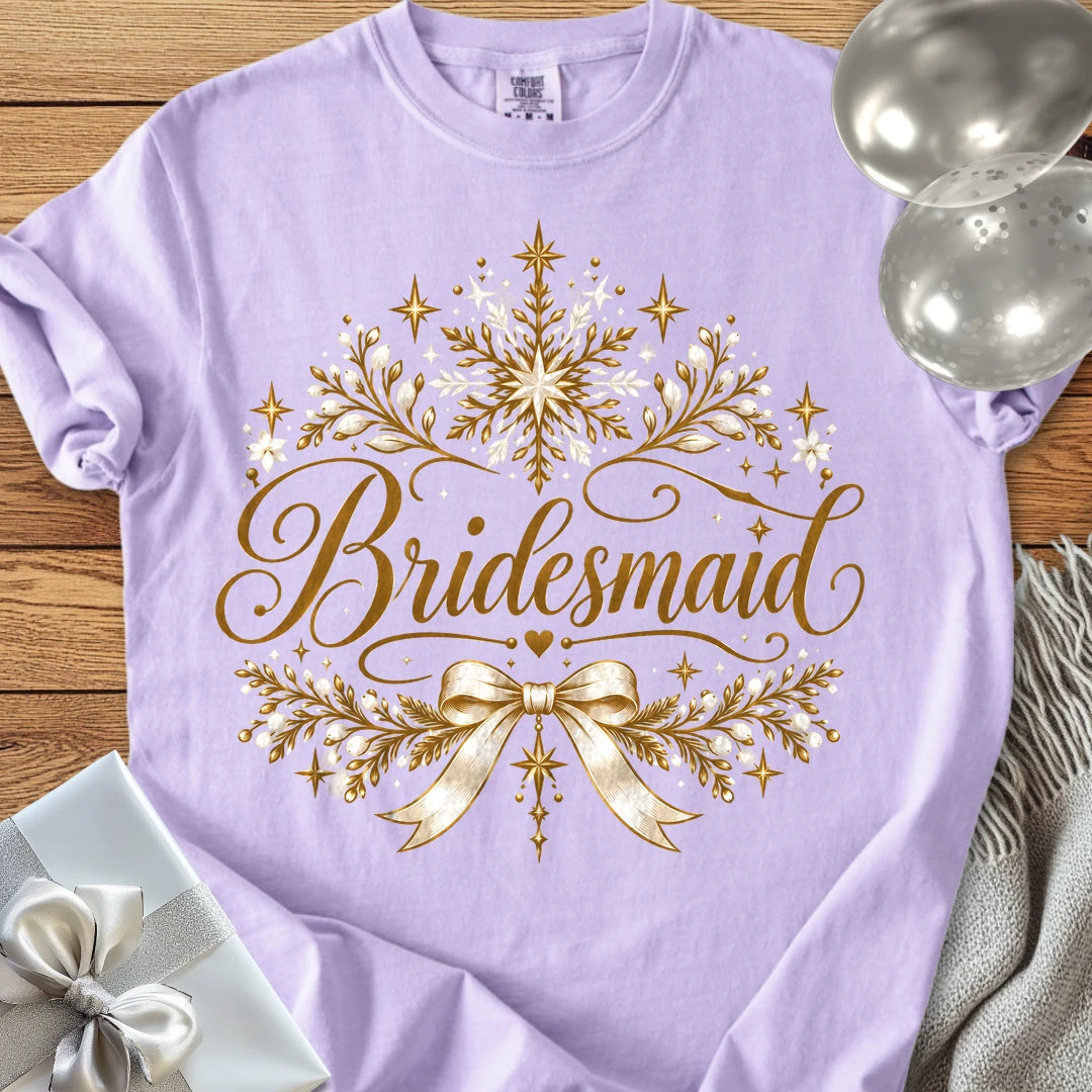 Bridesmaid - Premium Winter Sparkle Wedding T-Shirt - Orchid