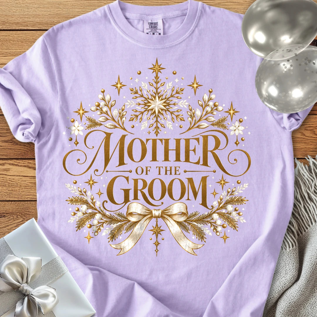 Mother of the Groom - Premium Winter Sparkle Wedding T-Shirt - Orchid