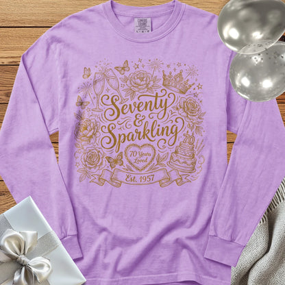 Seventy & Sparkling, Est. 1957 - Premium 70th Birthday Long Sleeve T-Shirt - Orchid