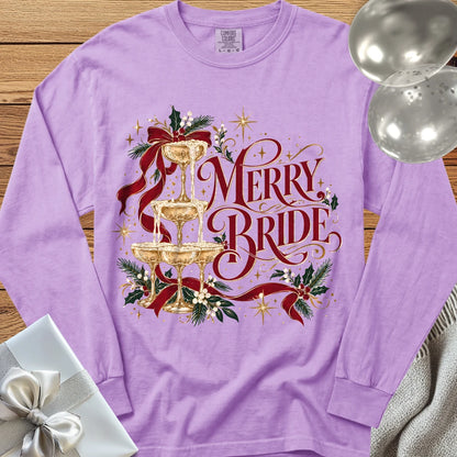 Merry Bride - Premium Christmas Wedding Long Sleeve T-Shirt - Orchid