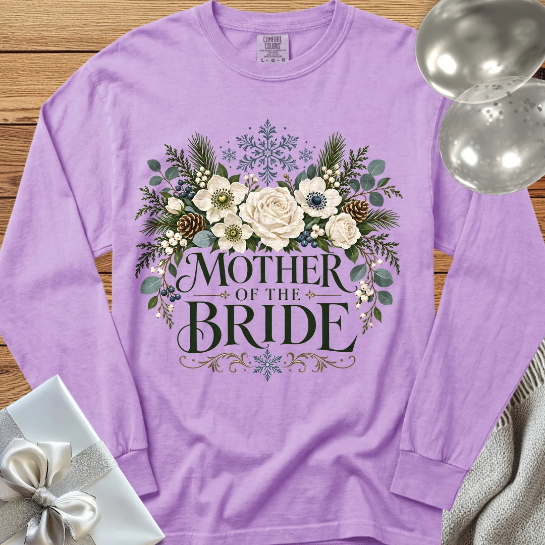 Mother of the Bride - Premium Winter Bouquet Wedding Long Sleeve T-Shirt - Orchid