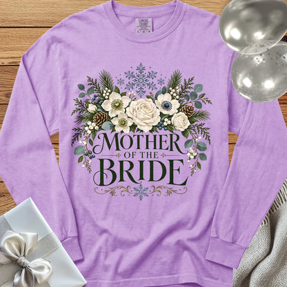 Mother of the Bride - Premium Winter Bouquet Wedding Long Sleeve T-Shirt - Orchid