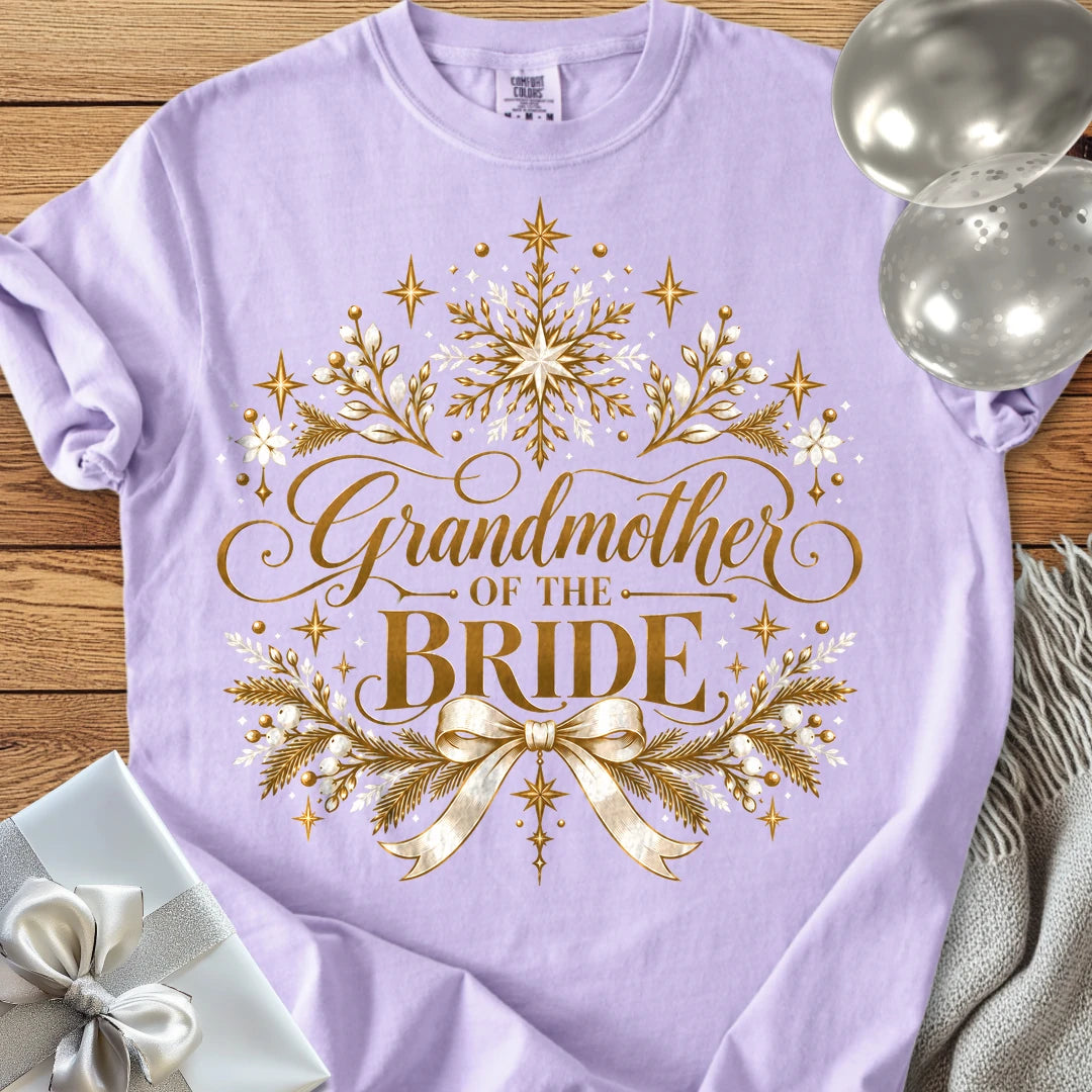 Grandmother of the Bride - Premium Winter Sparkle Wedding T-Shirt - Orchid