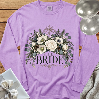 Bride - Premium Winter Bouquet Wedding Long Sleeve T-Shirt - Orchid