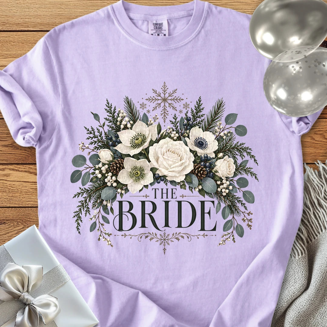 Bride - Premium Winter Bouquet Wedding T-Shirt - Orchid