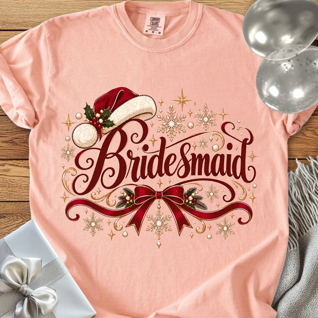 Bridesmaid - Premium Wedding T-Shirt - Peachy