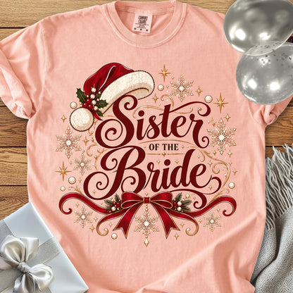 Sister of the Bride - Premium Christmas Wedding T-Shirt - Peachy