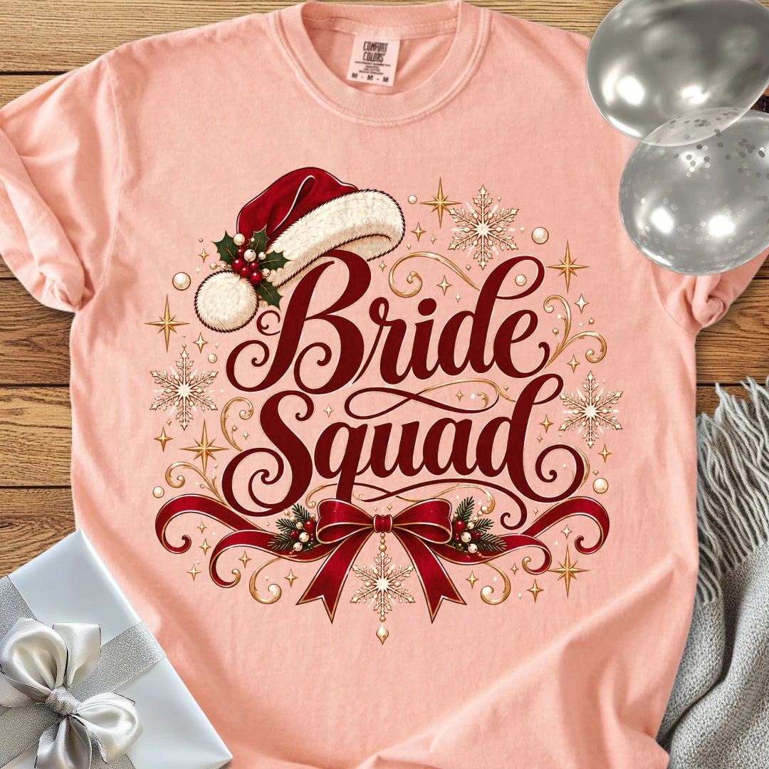 Bride Squad - Premium Christmas Wedding T-Shirt - Peachy