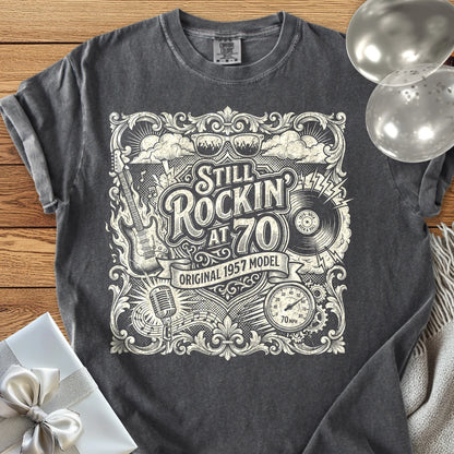 Still Rockin' at 70, Original 1957 Model - Premium 70th Birthday T-Shirt - Pepper