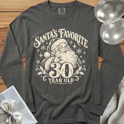 Santa’s Favorite 30-Year-Old - Premium Christmas 30th Birthday Long Sleeve T-Shirt - Pepper