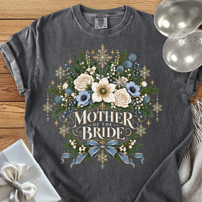 Mother of the Bride - Premium Winter Botanical Wedding T-Shirt - Pepper