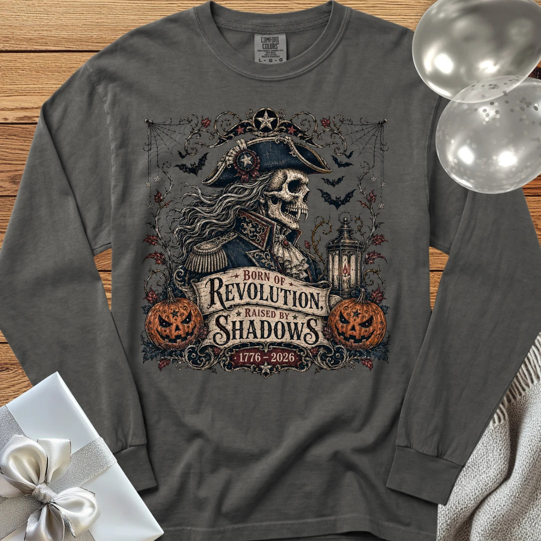 Born of Revolution, Raised by Shadows - Premium Halloween America 250 Long Sleeve T-Shirt - Pepper