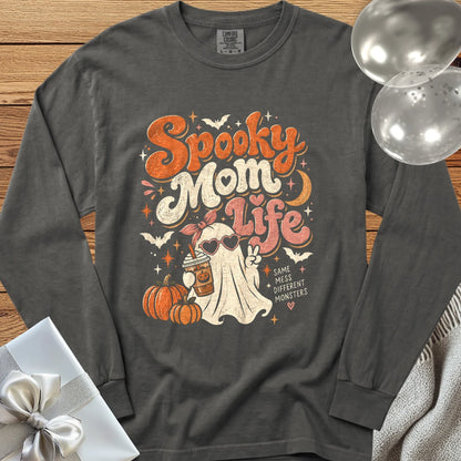 Spooky Mom Life - Premium Halloween Parenting Long Sleeve T-Shirt - Pepper