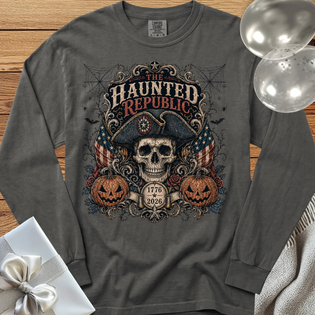 Haunted Republic - Premium America 250 Halloween Long Sleeve T-Shirt - Pepper
