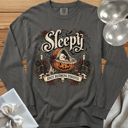 Sleepy Since Becoming Parents - Premium Parenting Halloween Long Sleeve T-Shirt - Pepper
