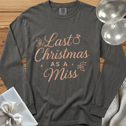 Last Christmas as Miss (Rose Gold) - Premium Engagement Long Sleeve T-Shirt - Pepper