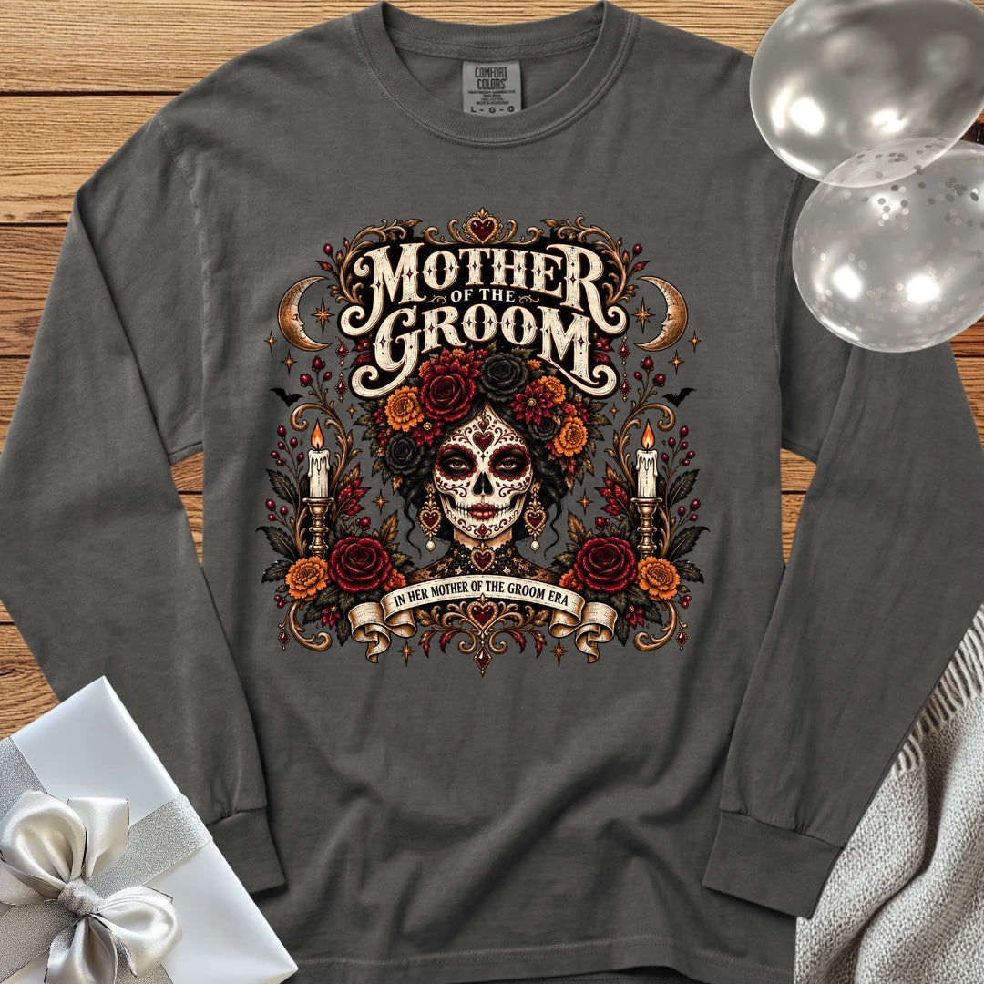 Mother of the Groom, In Her Mother of the Groom Era - Premium Halloween Wedding Long Sleeve T-Shirt - Pepper