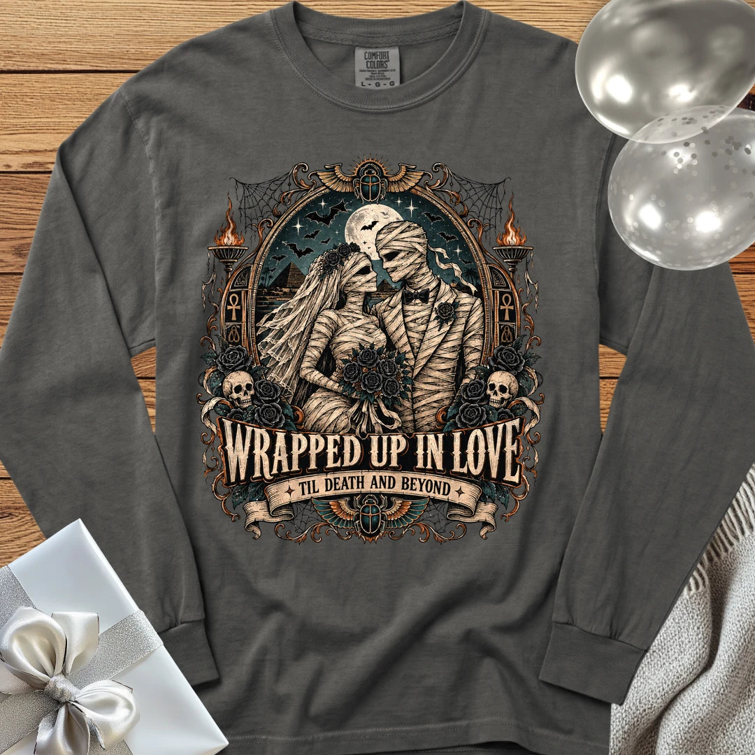 Wrapped Up in Love - Premium Halloween Wedding Long Sleeve T-Shirt - Pepper