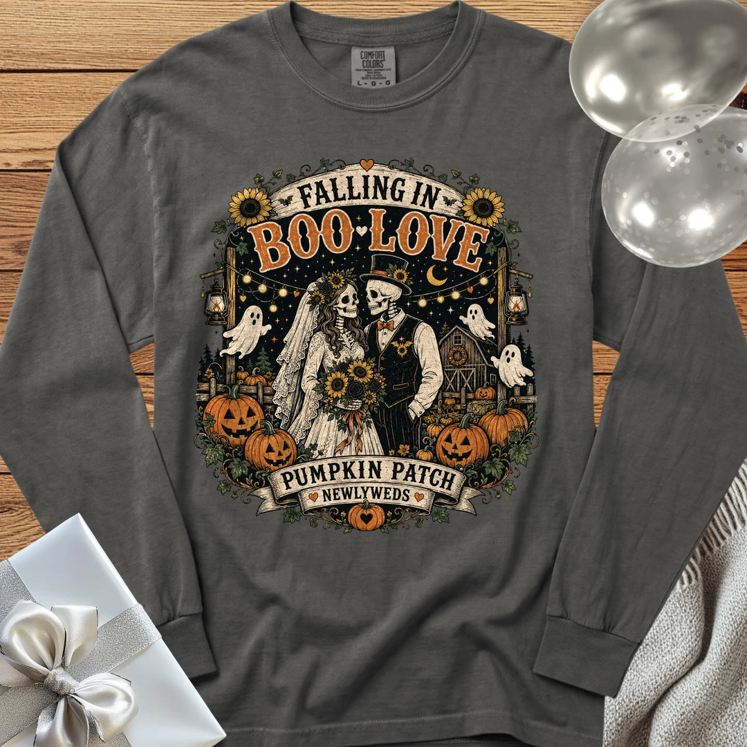 Falling in Boo-Love - Premium Halloween Newlywed Long Sleeve T-Shirt - Pepper
