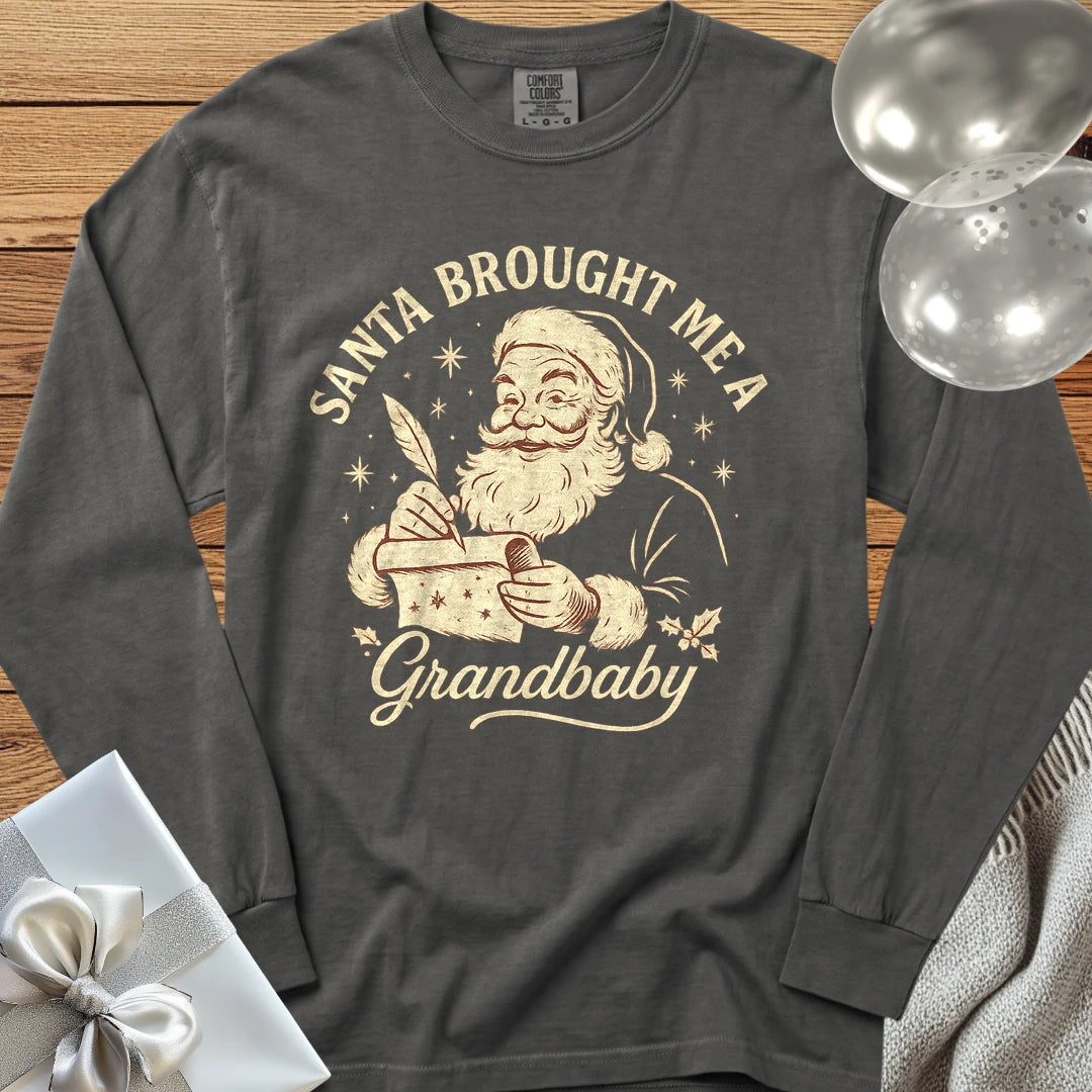 Santa Brought Me a Grandbaby - Premium Christmas Long Sleeve T-Shirt - Pepper