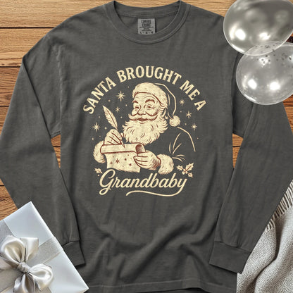 Santa Brought Me a Grandbaby - Premium Christmas Long Sleeve T-Shirt - Pepper