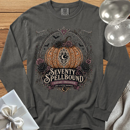 Seventy & Spellbound - Premium Halloween 70th Birthday Long Sleeve T-Shirt - Pepper