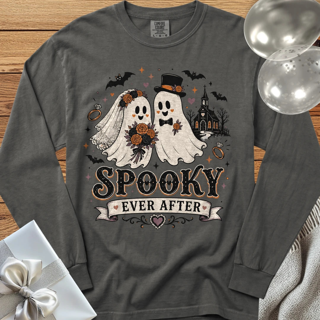 Spooky Ever After - Halloween Wedding Long Sleeve T-Shirt - Pepper
