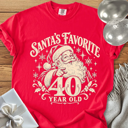 Santa’s Favorite 40-Year-Old - Premium Christmas 40th Birthday T-Shirt - Red