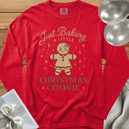 Just Baking a Little Christmas Cookie - Premium Christmas Pregnancy Long Sleeve T-Shirt - Red