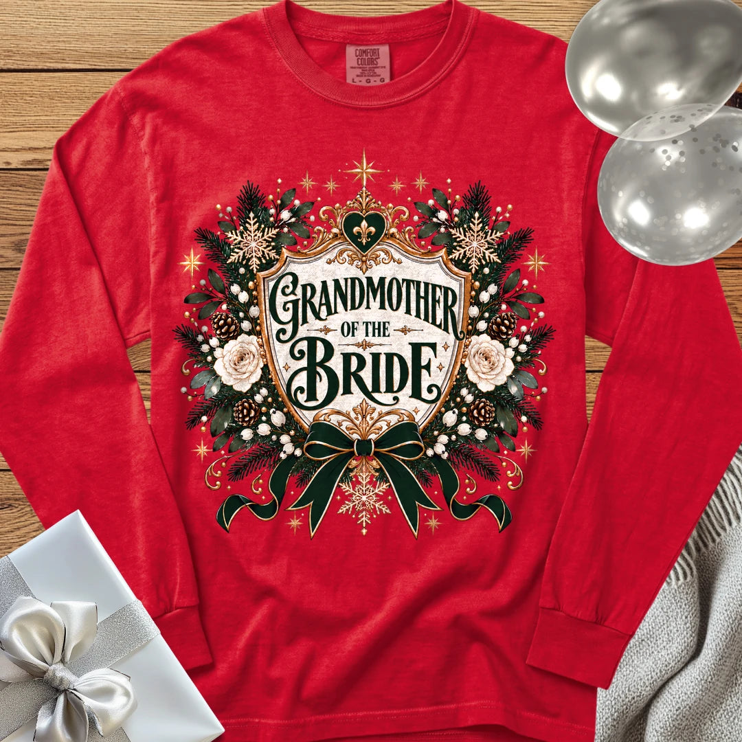 Grandmother of the Bride - Premium Winter Heirloom Wedding Long Sleeve T-Shirt - Red