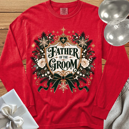 Father of the Groom - Premium Winter Heirloom Wedding Long Sleeve T-Shirt - Red