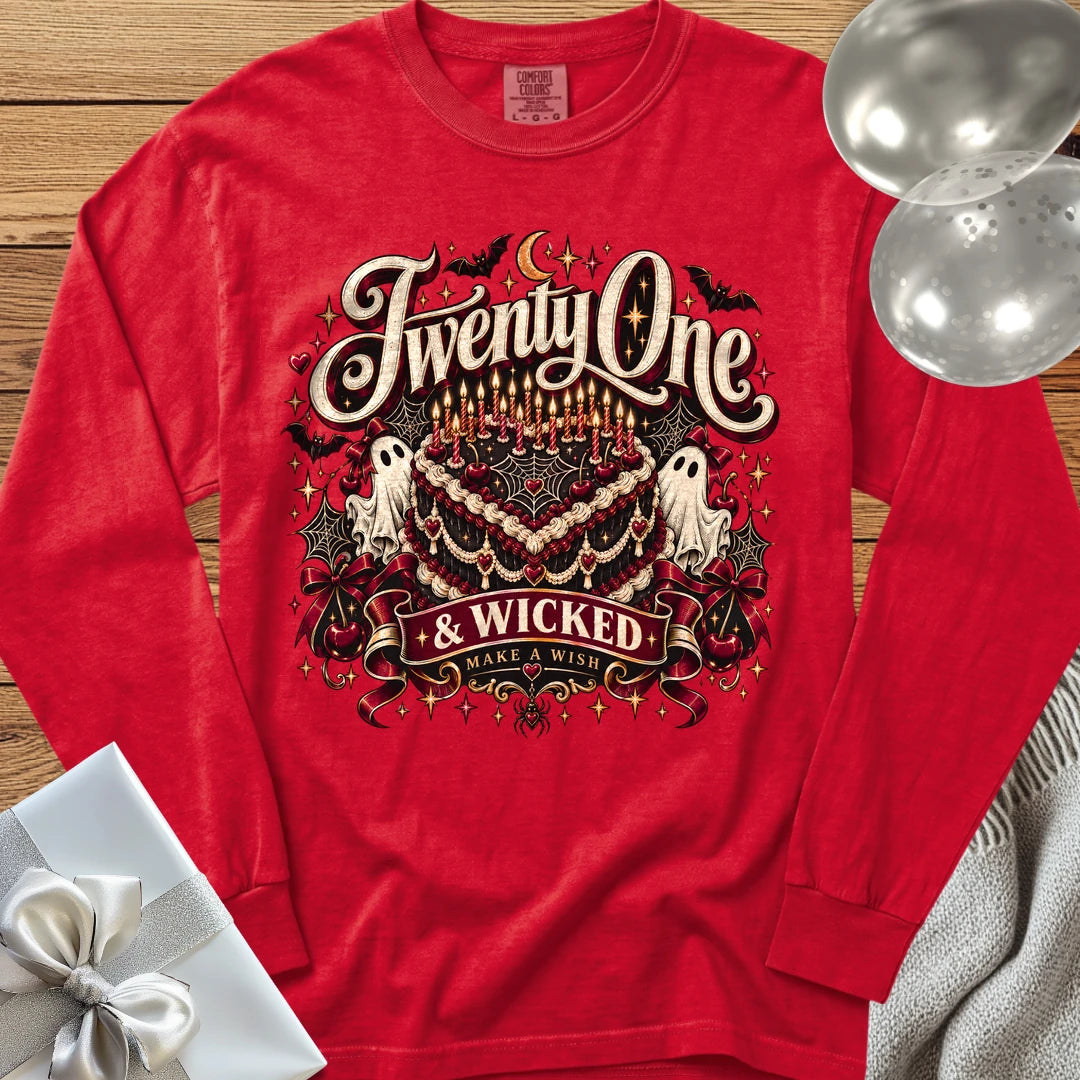 Twenty One & Wicked - Premium Halloween Long Sleeve T-Shirt - Red