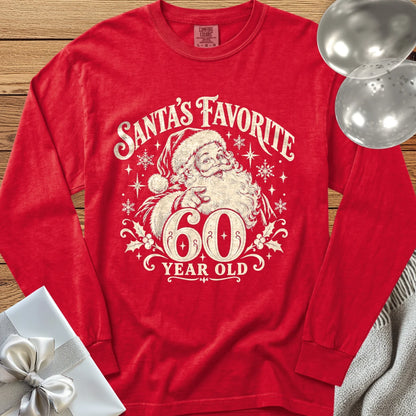 Santa’s Favorite 60-Year-Old - Premium Christmas 60th Birthday Long Sleeve T-Shirt - Red