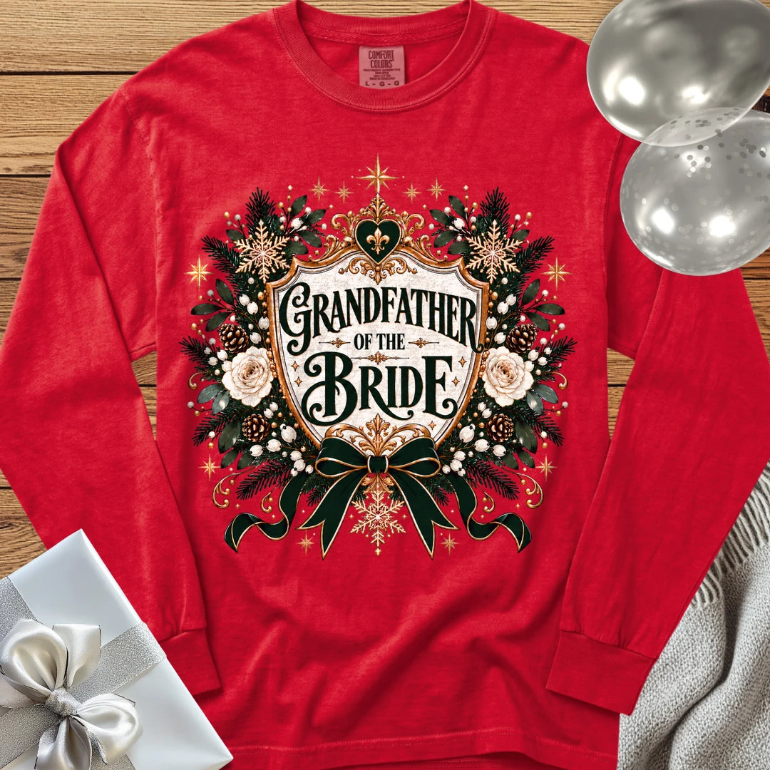 Grandfather of the Bride - Premium Winter Heirloom Wedding Long Sleeve T-Shirt - Red