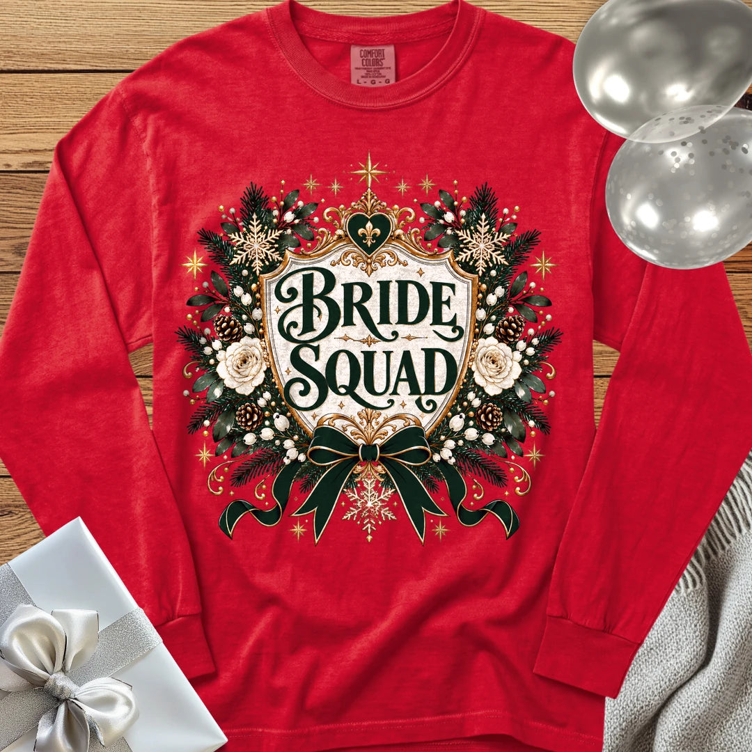 Bride Squad - Premium Winter Heirloom Wedding Long Sleeve T-Shirt - Red