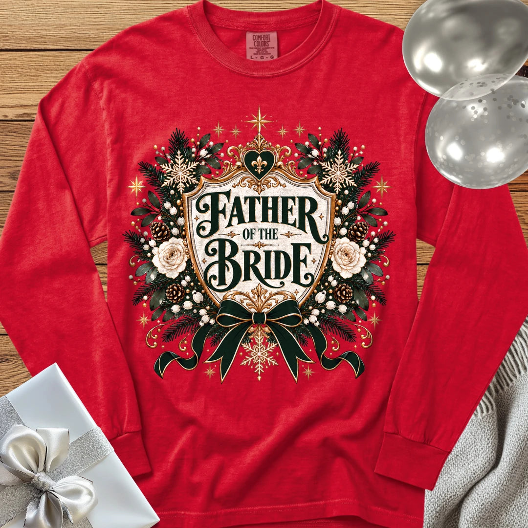 Father of the Bride - Premium Winter Heirloom Wedding Long Sleeve T-Shirt - Red